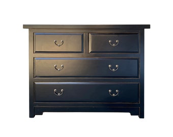 Oriental Black Lacquer 4 Drawers Sideboard Credenza Dresser Cabinet cs7521E