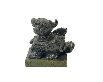 Figura Pixiu Fengshui de piedra verde china tallada a mano tamaño pequeño n329E