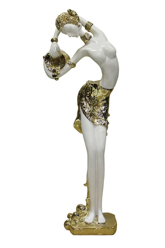 Gold White Lady Fiber Glass Decor Box Figure s1849-2S Gold White Lady Fiber Glass Decor Box Figure s1849-2S