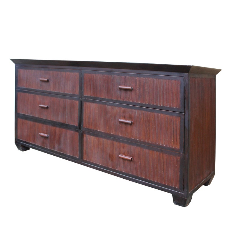 Oriental Bamboo Accent 6 Drawers Console Sideboard Table Cabinet cs4940E image 5