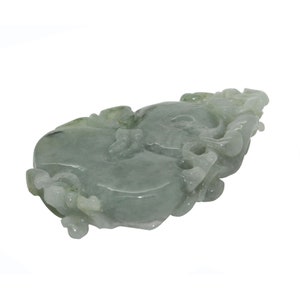 Jade Pendant With Dragon On Gourd Stepping On Money, Roots and Leaf n414E image 2