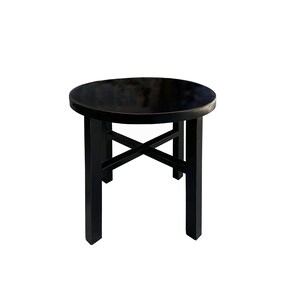 Asian Black Lacquer Round Top Cross 4 Legs Center Side Table Stand cs7624E image 4