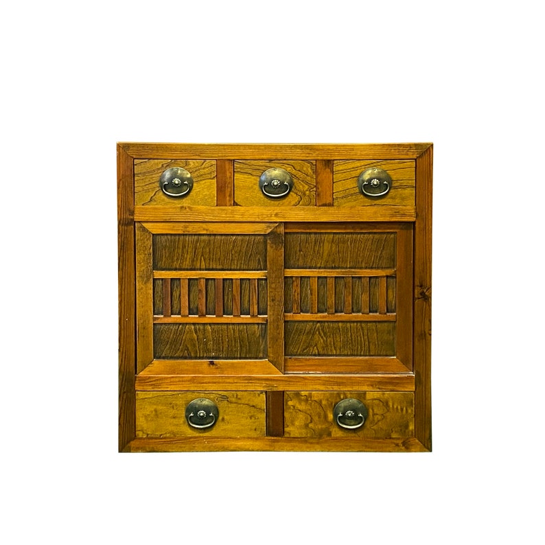 Natural Wood Zen Japanese 2 Sides Access Tansu Chest Cabinet cs7672E image 1