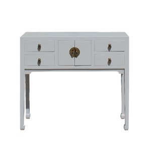 Chinese Semi Gloss Gray Wood Plain 4 Drawers Side Table cs5794E image 2