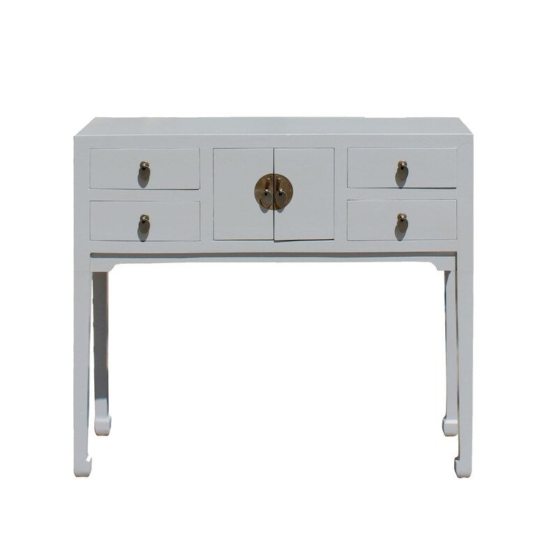 Chinese Semi Gloss Gray Wood Plain 4 Drawers Side Table cs5794E image 2