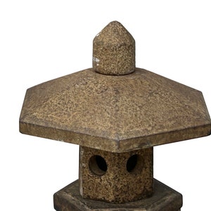 15.5 Chinese Gray Brown Hexagon Top Pagoda Shape Garden Stone Lantern ws3653E immagine 3