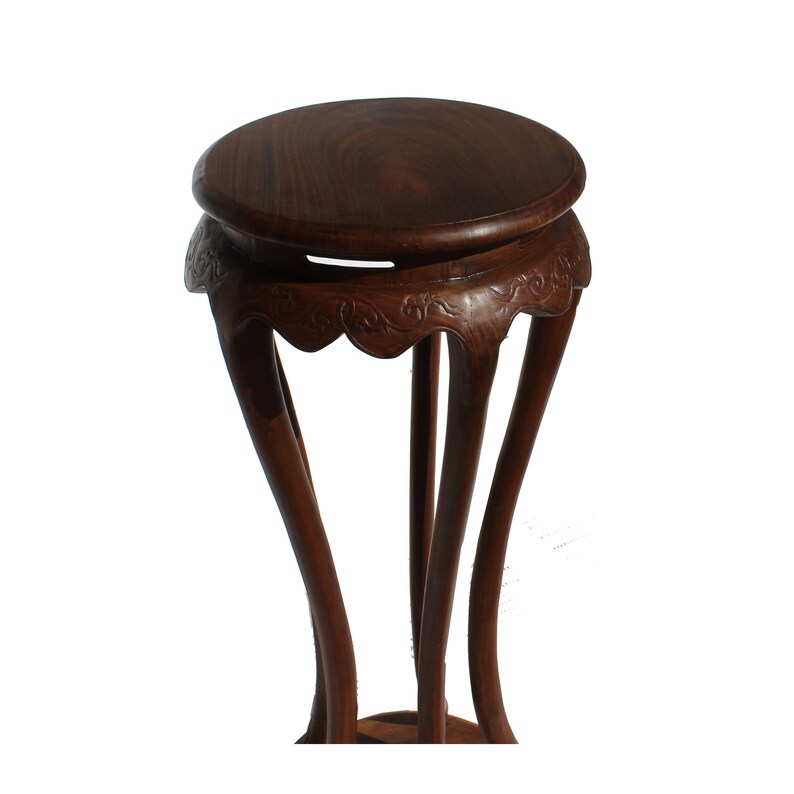 Chinese Brown Tall Round 5 Legs Plant Stand Pedestal Table