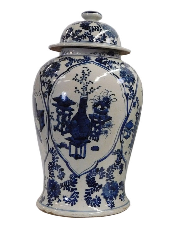Chinese Blue & White Porcelain Flower Vases Temple General Jar gj30-2S Chinese Blue & White Porcelain Flower Vases Temple General Jar gj30-2S