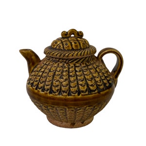 Chinese Ware Brown Glaze Pattern Ceramic Jar Vase Display Art ws2663E