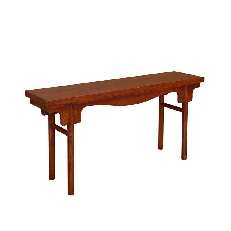 Chinese Brown Wood Plank Plain Ming Style Altar Console Table cs7450E image 3