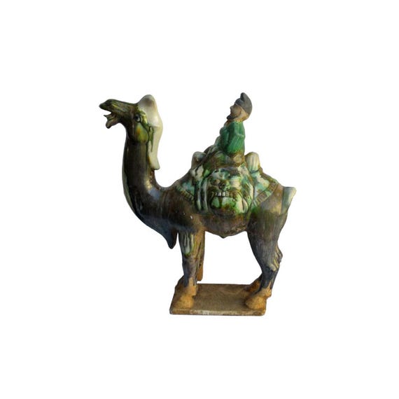 Chinese Pottery Clay Ancient Style Camel w Man Figure cs732-9S Chinese Pottery Clay Ancient Style Camel w Man Figure cs732-9S