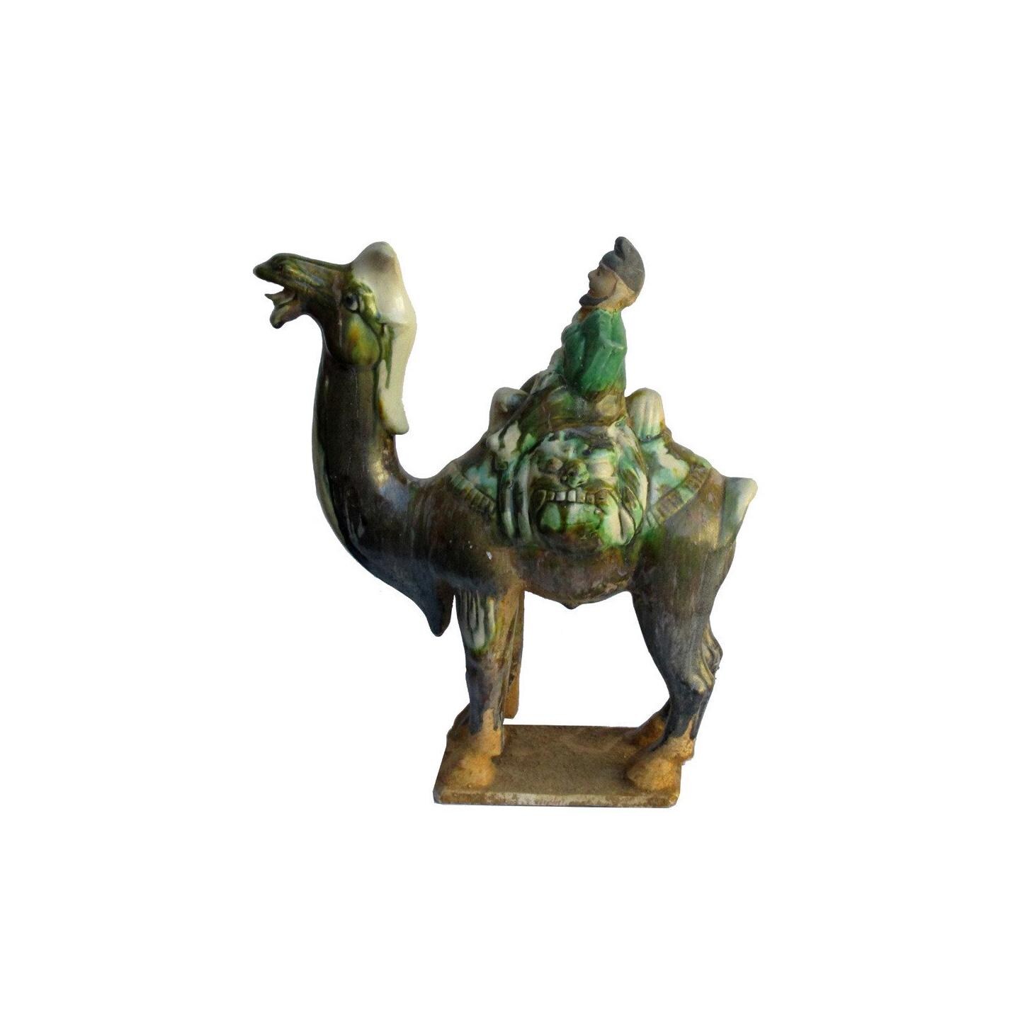 Chinese Pottery Clay Ancient Style Camel w Man Figure cs732-9S Chinese Pottery Clay Ancient Style Camel w Man Figure cs732-9S