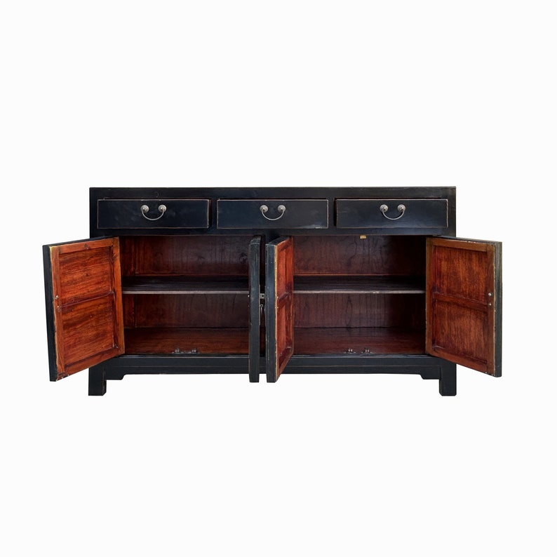 Oriental Black Lacquer Sideboard Buffet Table TV Console Cabinet cs7719E image 5