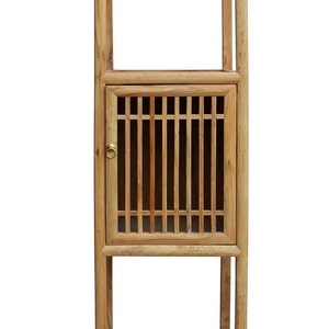 Chinese Raw Wood Slim Narrow Tall Open Display Storage Corner Cabinet cs2250E image 5