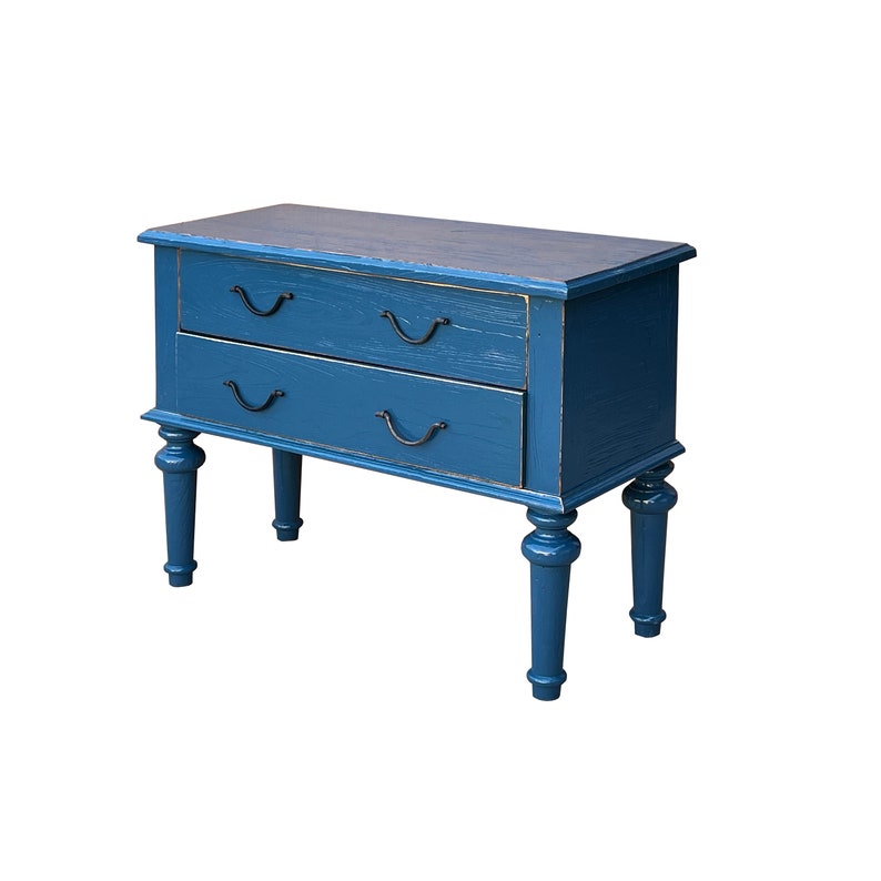 Rough Wood Blue Lacquer 2 Drawers Sideboard Credenza Table Cabinet ws3291E image 3