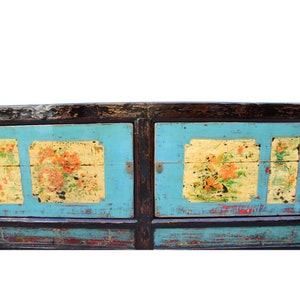 Chinese Oriental Graphic Blue Sideboard Console Table TV Cabinet cs4577E image 5