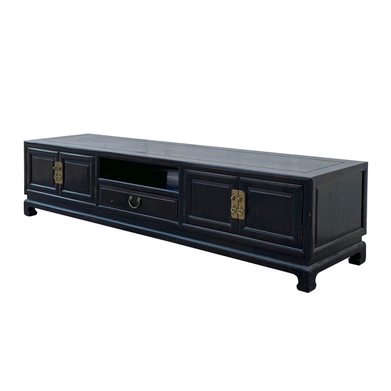 Chinese Semi Gloss Brown Low TV Console Table Cabinet cs5959E