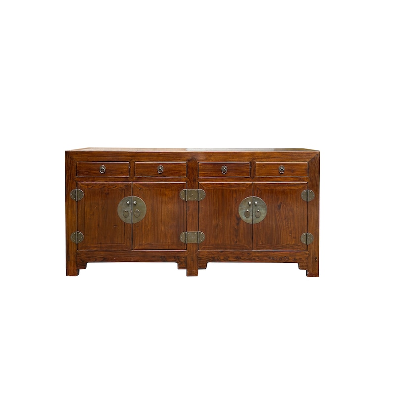 Oriental Brown Rattan Top 4 Drawers Credenza Buffet Sideboard Console Cabinet ws3603E image 1