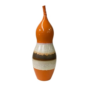 Orange White Brown Porcelain Narrow Neck Contemporary Vase ws1328E