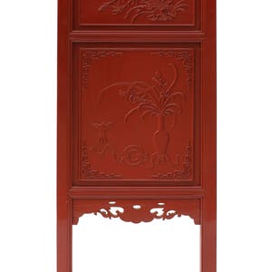 Chinese Red Paint Geometric Flower Bird Accent Narrow Floor Panel Headboard cs3569E image 4