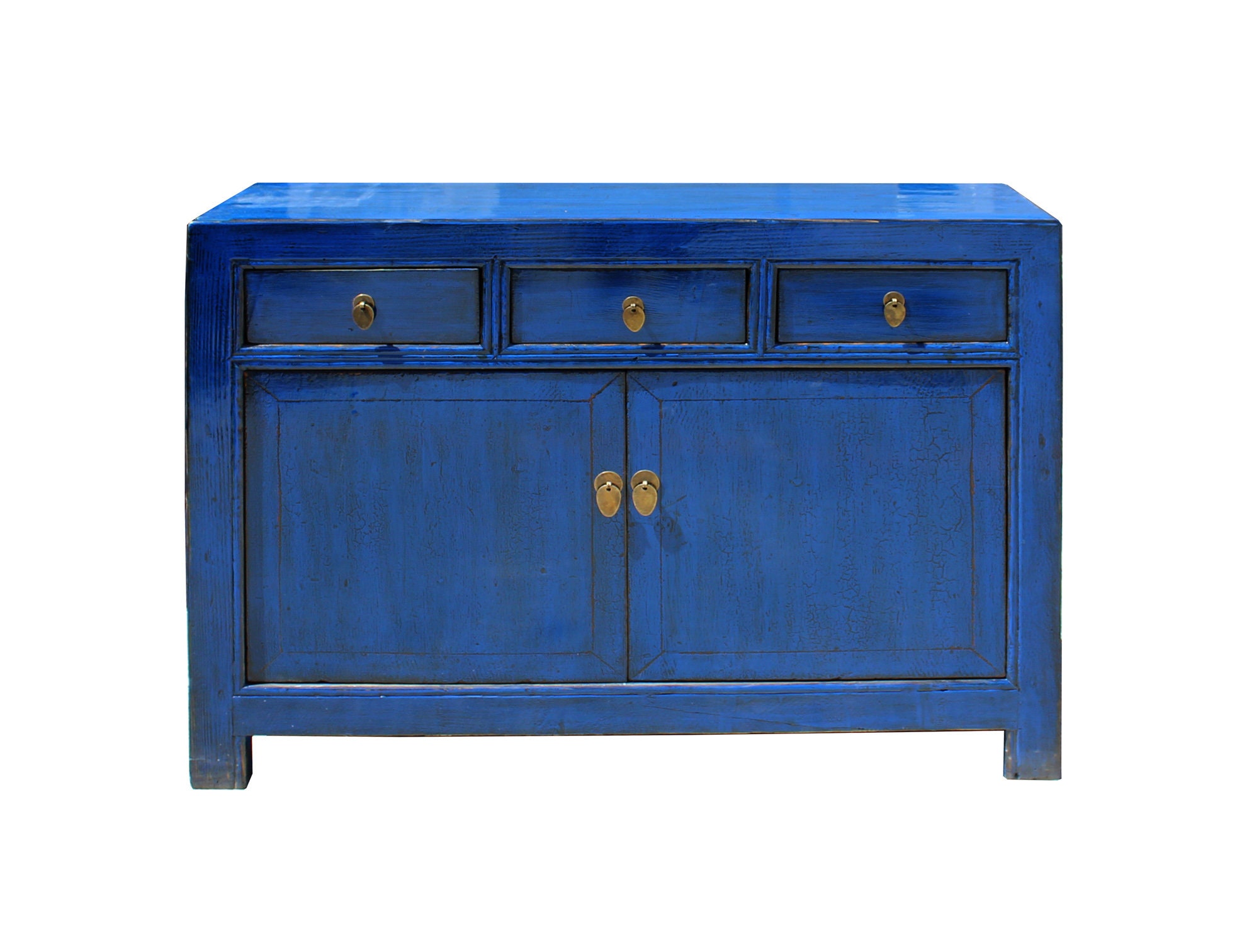 Oriental Distressed Rustic Blue Credenza Sideboard Buffet Etsy