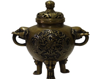 Chiński orientalny, metalowy palnik kadzielniczy z brązu cs3080E