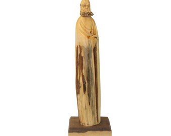 Chinese Cypress Wood Carved Irregular Shape Zen Master Damo Statue