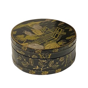 Chinese Black Lacquer Golden Graphic Round Display Box ws2230E image 3