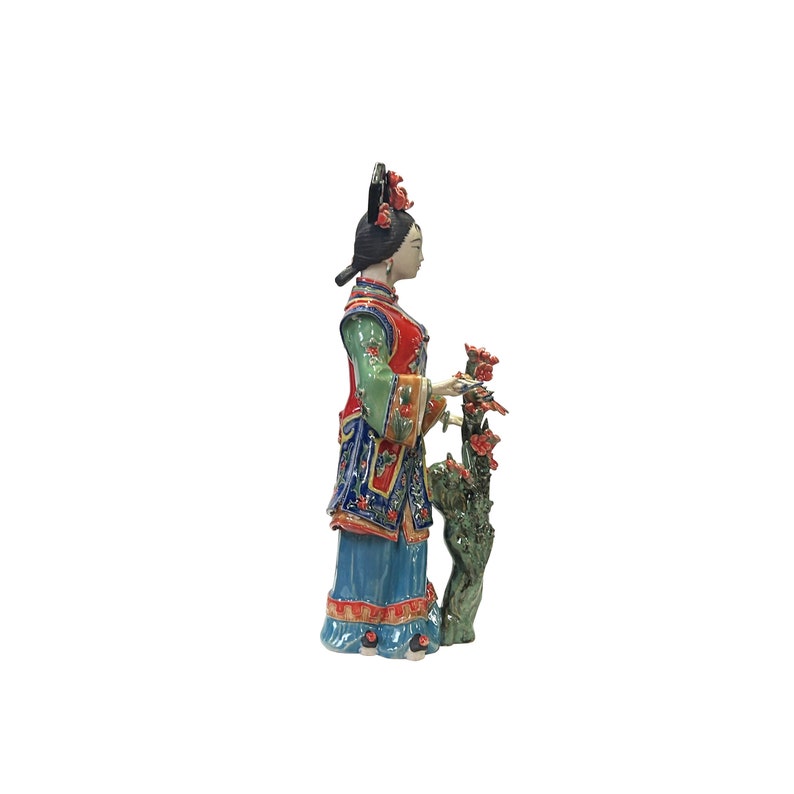 Chinese Porcelain Qing Style Dressing Flower Tree Book Lady Figure ws3762E image 2