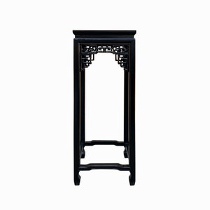 Chinese Black Lacquer Square Ru Yi Tall Plant Stand Pedestal Table cs7716E image 2