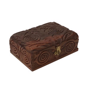 Brown Dimensional Relief Scroll Motif Rectangular Storage Box Chest ws2091E image 2