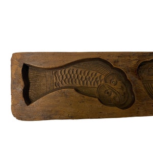 Vintage Wood Flower Fish Pattern Cake Maker Mold Board ws2438E image 4