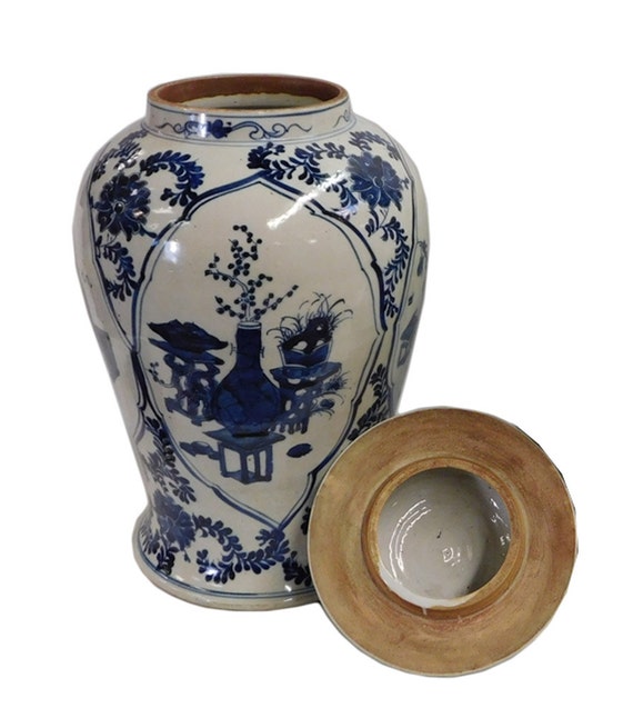 Chinese Blue & White Porcelain Flower Vases Temple General Jar gj30-2S Chinese Blue & White Porcelain Flower Vases Temple General Jar gj30-2S