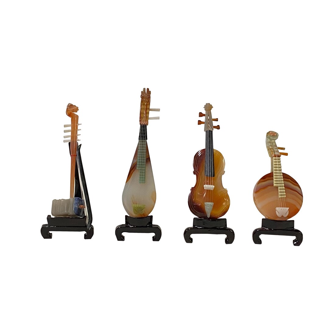 Set of 4 Color Stone Instruments Miniature Display Art Figures GB359E ...