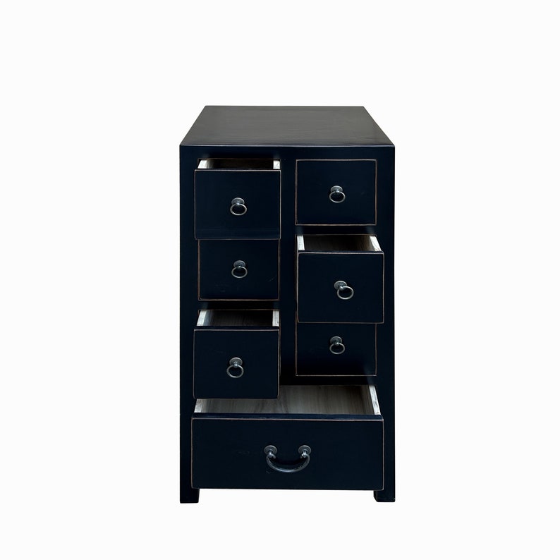 Oriental Black 7 Drawers Slim Narrow Chest Cabinet Stand cs7704E image 4