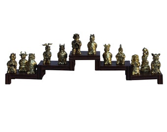 Set of 12 Chinese Animal Zodiac Metal Miniature Figures cs4819E