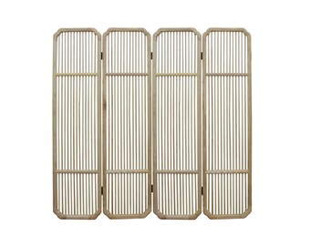 Fine Polish Raw Finish Bar Pattern Wood Panel Screen Room Divider cs4943E