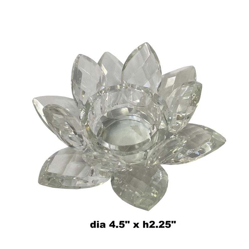 Lotus Flower Shape Clear Crystal Look Resin Candle Holder ws1375E image 3