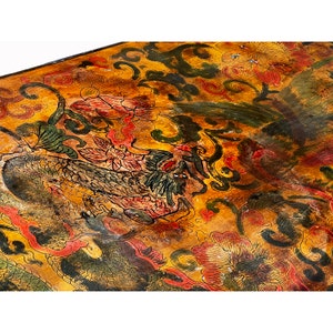 Chinese Tibetan Yellow Brown Dragon Head Lacquer Low Coffee Table ws2739E image 5