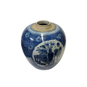 Oriental Flower Vases Small Blue White Porcelain Ginger Jar ws3337E image 5