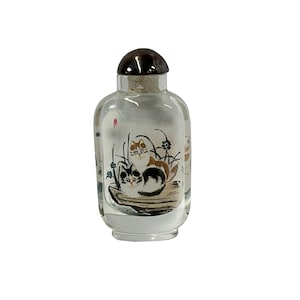 Botella de vidrio con diseño de gatos con paisaje oriental chino ws4158E