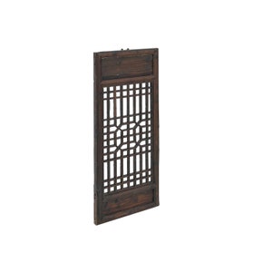 Chinese Vintage Restored Wood Geometric Pattern Brown Wall Hanging Art ws3750E image 2
