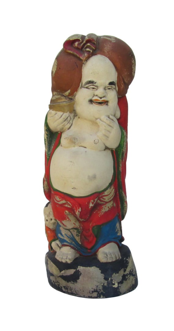 Hand Carved Camphor Wood Standing Happy Buddha Statue jz120S Hand Carved Camphor Wood Standing Happy Buddha Statue jz120S