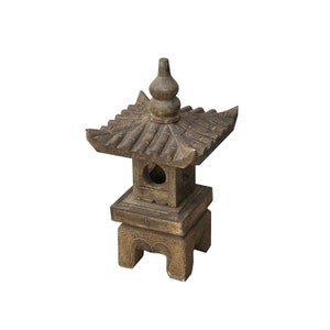 Rustic Gray Brown Temple Tower Top Pagoda Shape Garden Stone Lantern ws3650E image 4