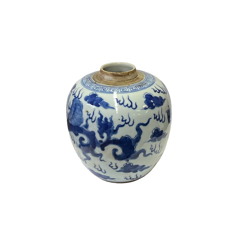 Oriental Artistic Dragon Small Blue White Porcelain Ginger Jar ws3334E image 2