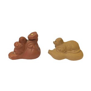 Set of 2 Small Ceramic Animal Figure Display Art ws2341E
