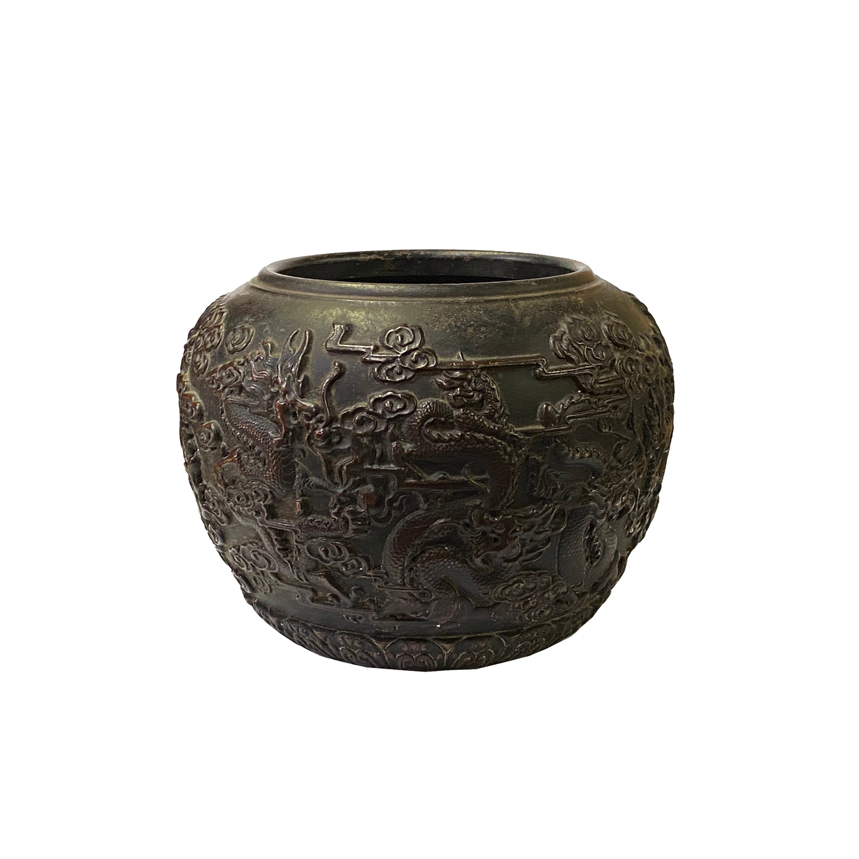 Oriental Vintage Finish Metal Dragons Motif Incense Burner Accent ws2073E