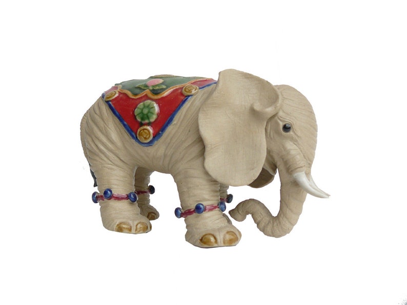 Pair Handmade Ceramic Lovely Elephant With Beautiful Jewelry Decor Statue fs722E image 4