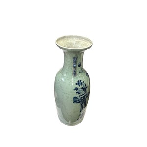 Pale Celadon Green Blue Flower Vases Graphic Tall Porcelain Vase ws3747E image 5
