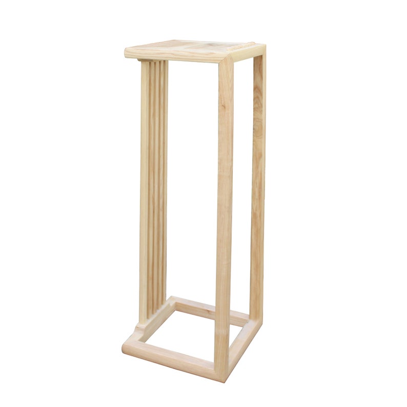 Chinese Handmade Natural Wood Tone Square Side Table Plant Stand cs4946AE image 5